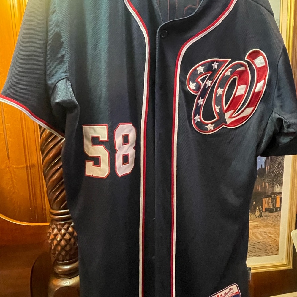Majestic Authentic Black Jersey with Red and White Details